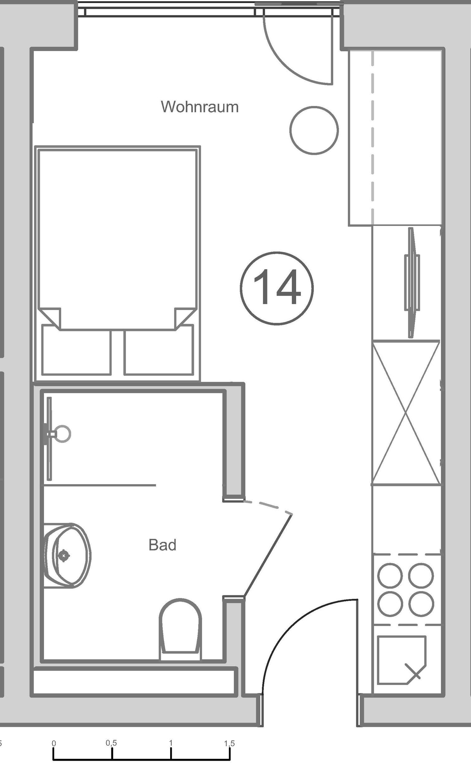 Grundriss von Wohnung 14