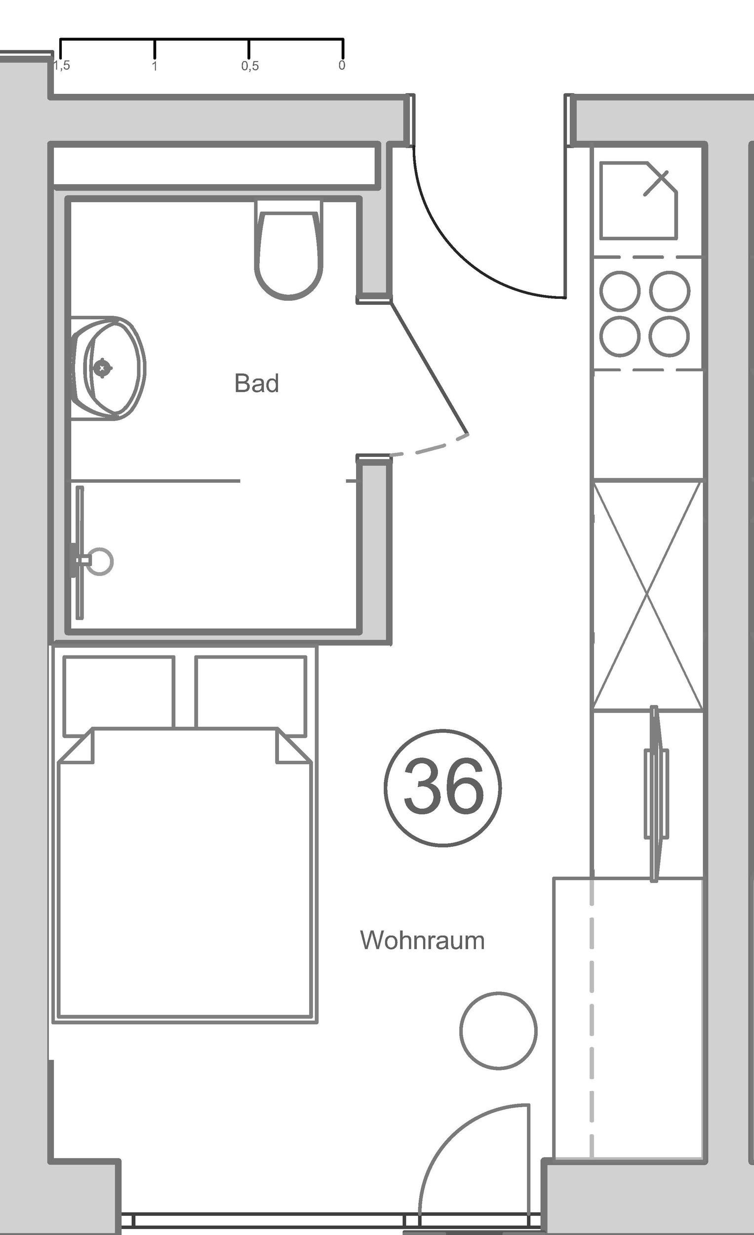 Kompakte Wohnungsgrundriss