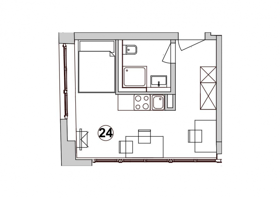 Grundriss Wohnung 24 - Möbliertes Apartment mit toller Aussicht!